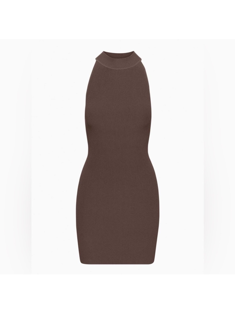 Aritzia Babaton Sculpt Knit Halter Dress Rich Mocha Brown S/P